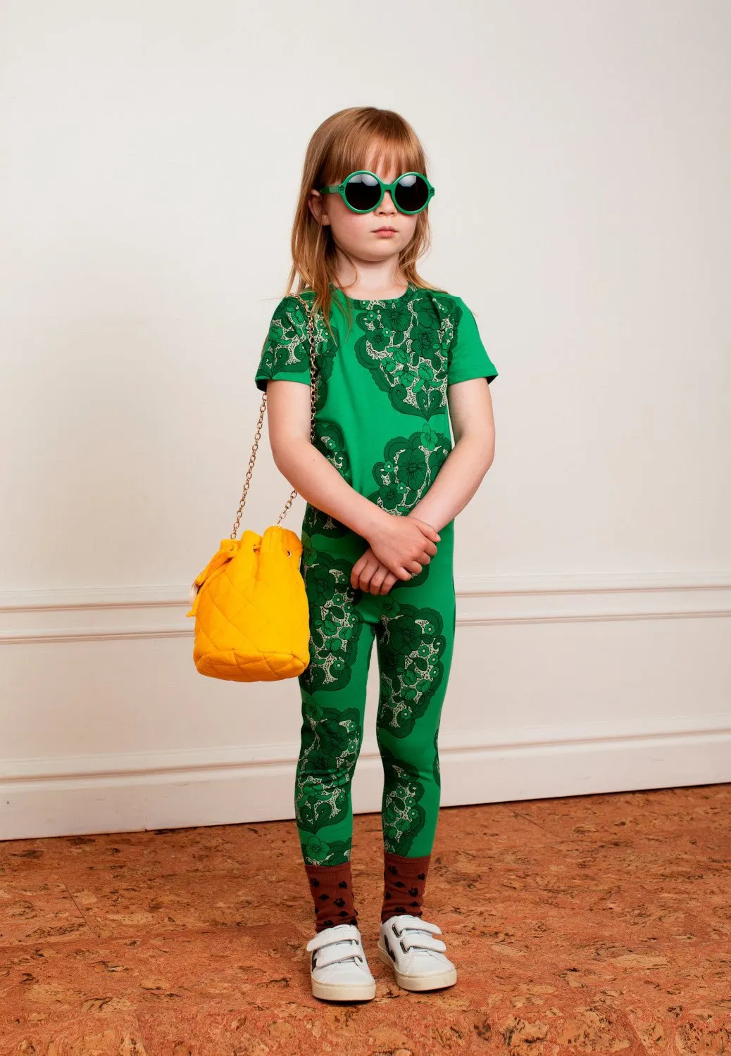 Flower Leggings (Green) by Mini Rodini