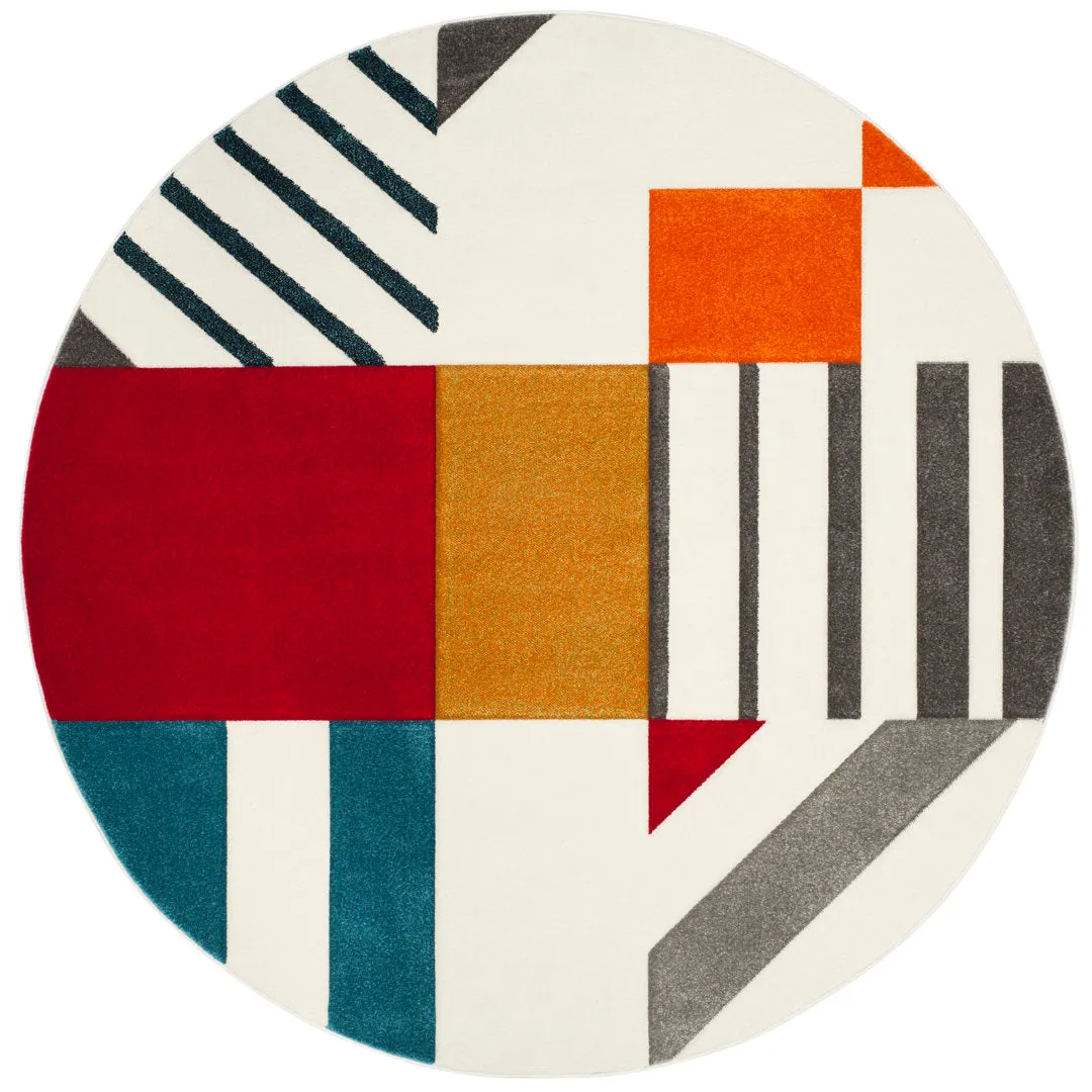 Garima Performance Geometric Rug Ivy Bronx Rug Size: Round 4'