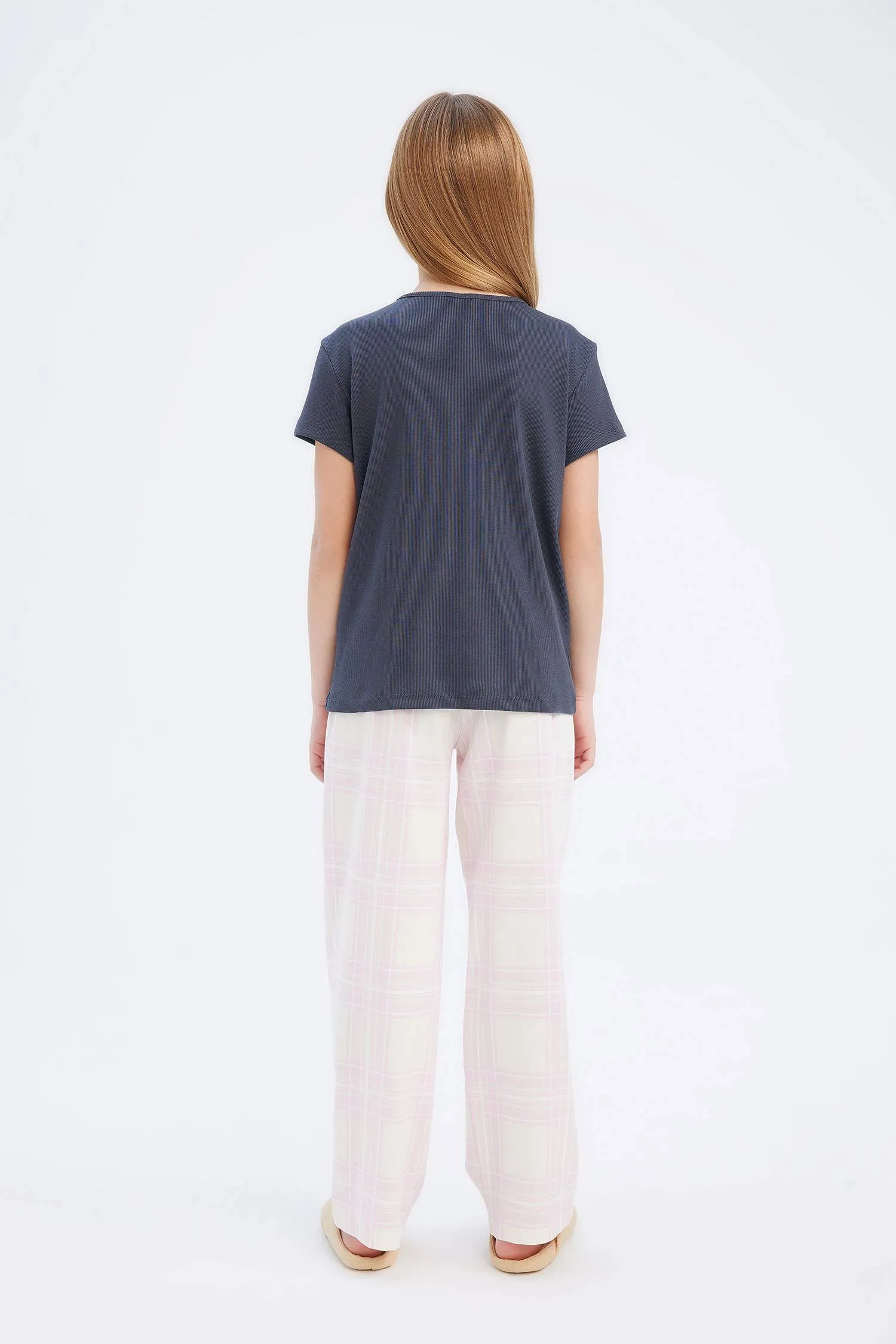 Girl Corduroy Printed Top Bottom 2 Piece Pajama Set