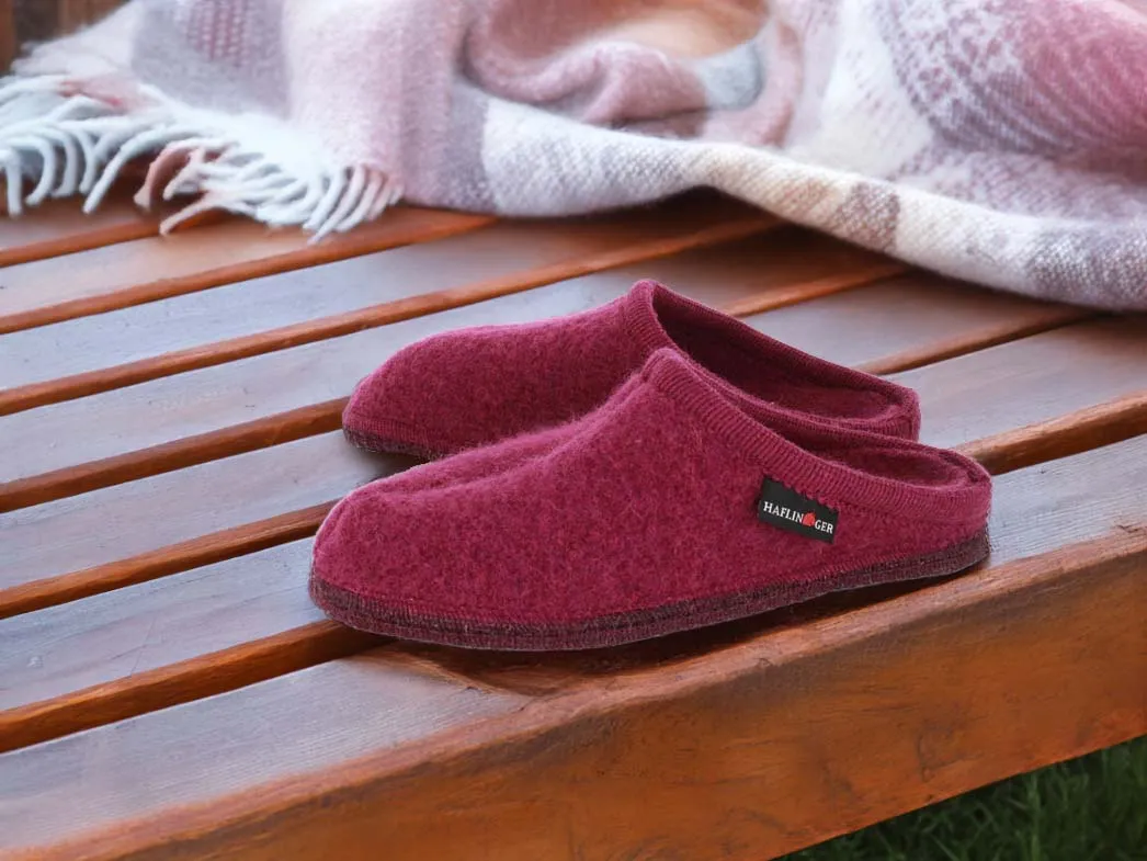 HAFLINGER Men Women Felt Slippers 'Alaska', mulberry