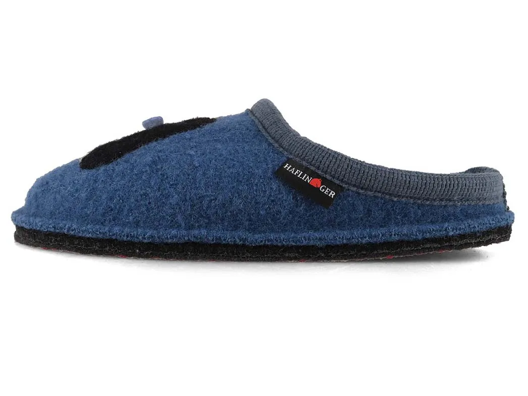 HAFLINGER Women Boiled Wool Slippers 'Flair Pingu', blue
