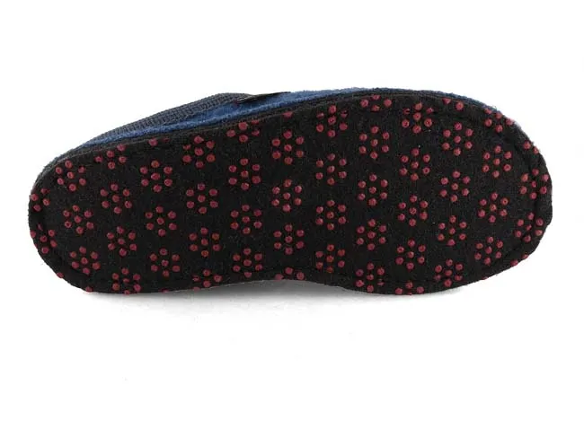 HAFLINGER Women Boiled Wool Slippers 'Flair Pingu', blue