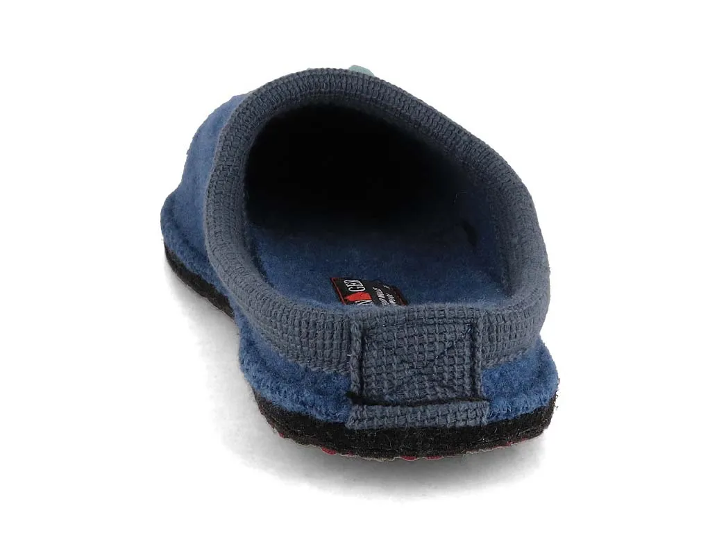HAFLINGER Women Boiled Wool Slippers 'Flair Pingu', blue