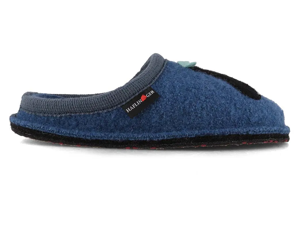 HAFLINGER Women Boiled Wool Slippers 'Flair Pingu', blue