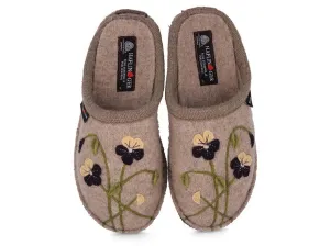 HAFLINGER Women Boiled Wool Slippers 'Flair Viola', beige
