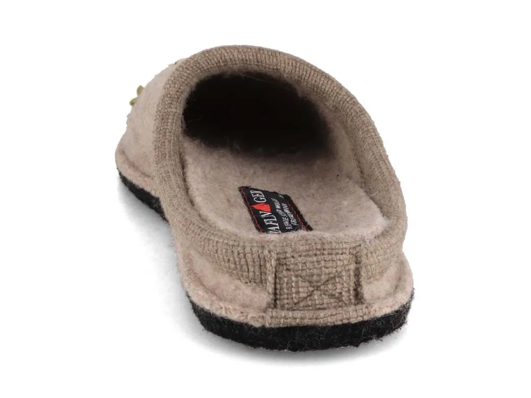 HAFLINGER Women Boiled Wool Slippers 'Flair Viola', beige