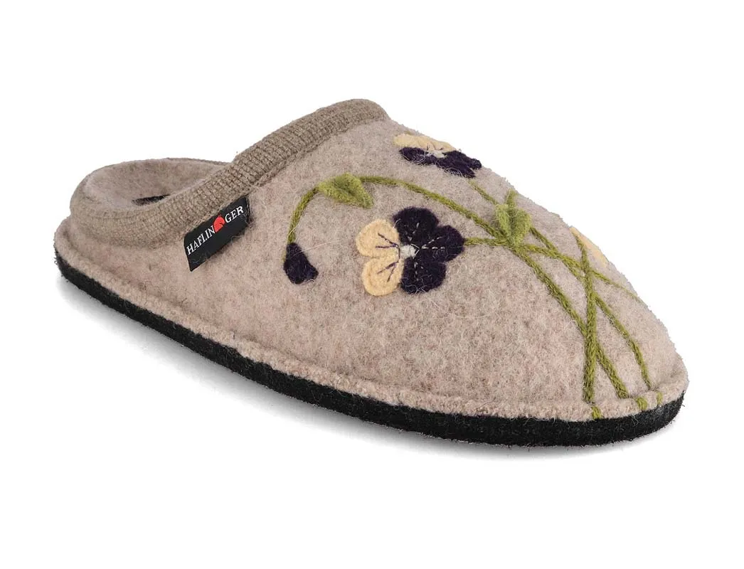 HAFLINGER Women Boiled Wool Slippers 'Flair Viola', beige