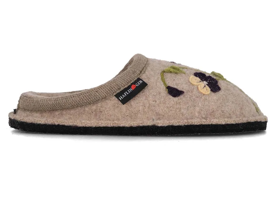 HAFLINGER Women Boiled Wool Slippers 'Flair Viola', beige
