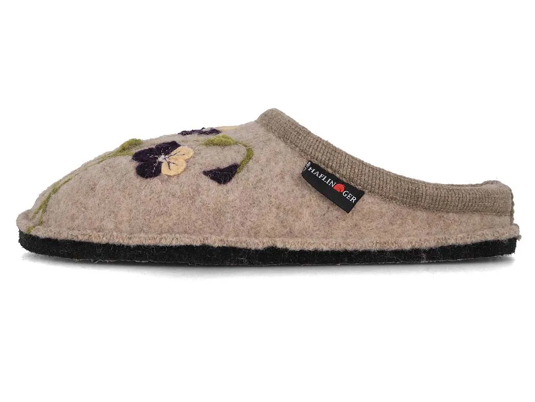 HAFLINGER Women Boiled Wool Slippers 'Flair Viola', beige