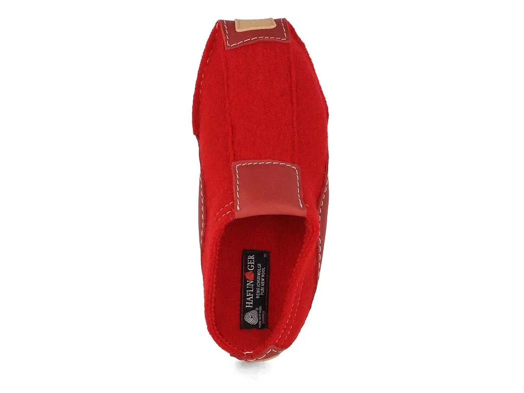 HAFLINGER Women Boiled Wool Slippers 'Pocahontas', red