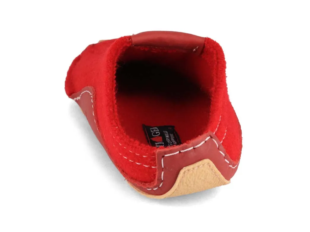 HAFLINGER Women Boiled Wool Slippers 'Pocahontas', red
