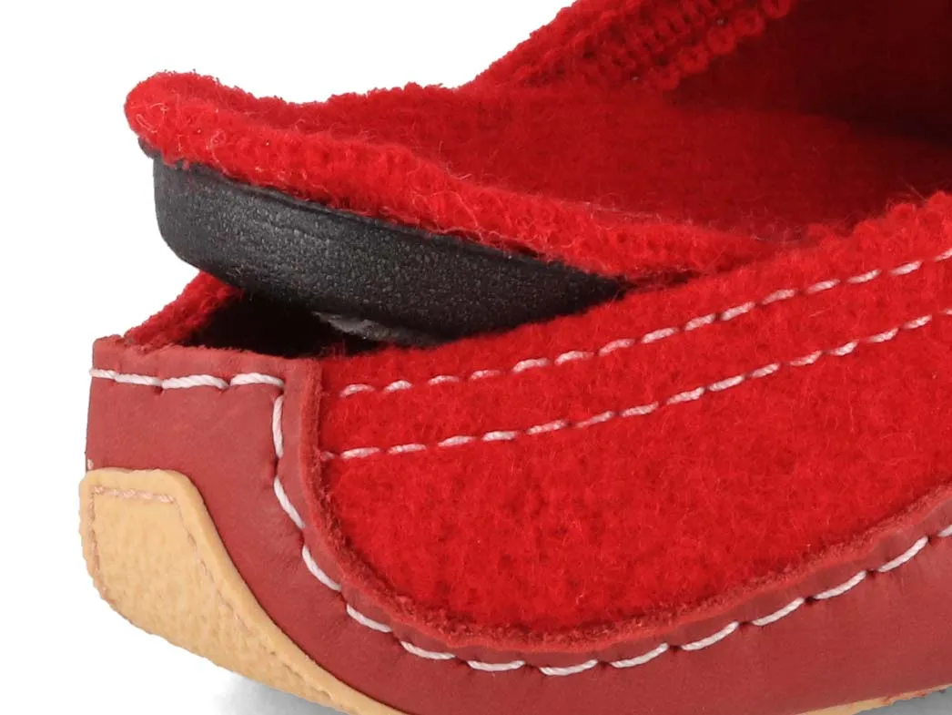 HAFLINGER Women Boiled Wool Slippers 'Pocahontas', red