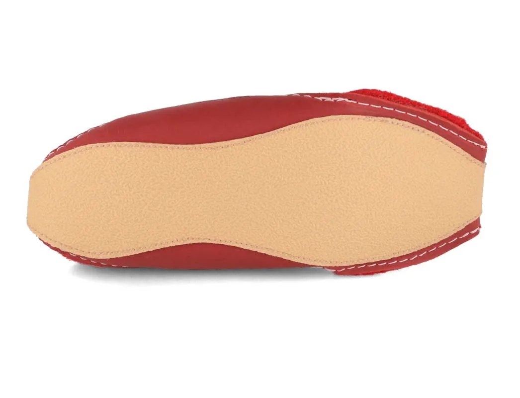 HAFLINGER Women Boiled Wool Slippers 'Pocahontas', red