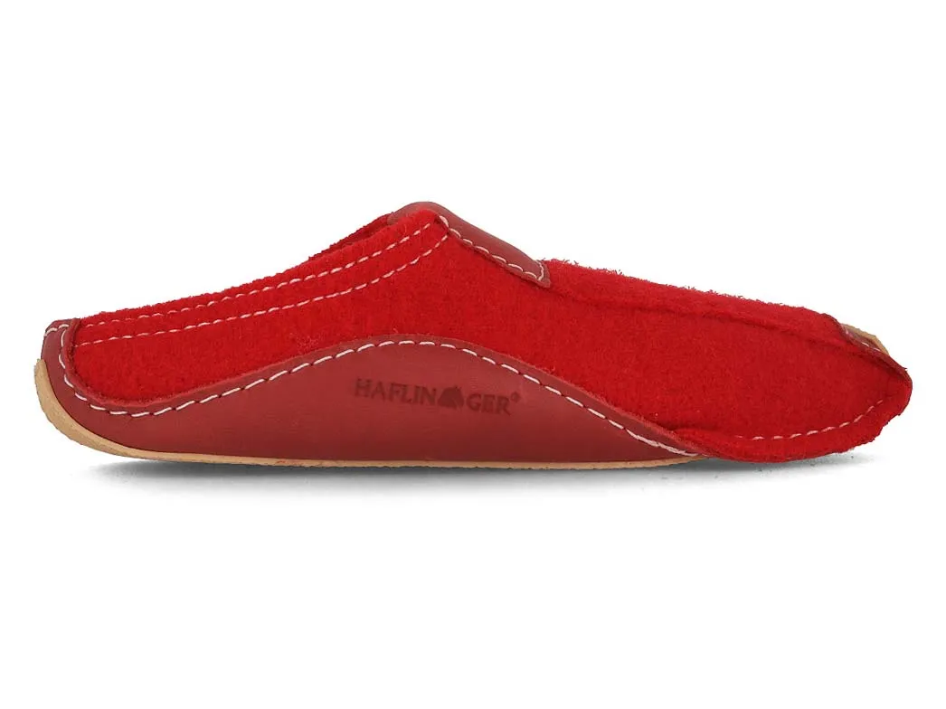 HAFLINGER Women Boiled Wool Slippers 'Pocahontas', red