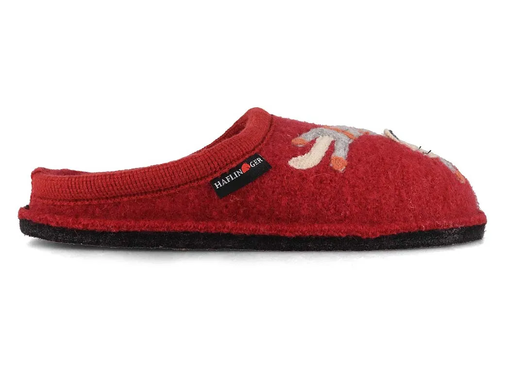 HAFLINGER Women Wool Slippers 'Flair Choupette', burgundy