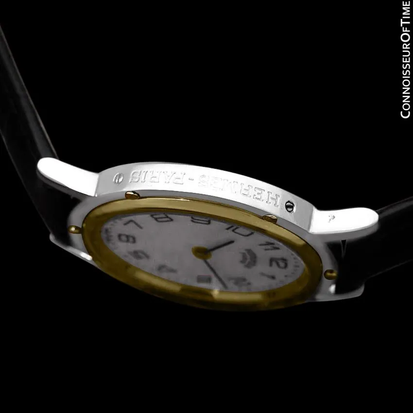 Hermes Mens Clipper 2-Tone Quartz Watch - Stainless Steel & 18K Gold Plated