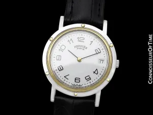Hermes Mens Clipper 2-Tone Quartz Watch - Stainless Steel & 18K Gold Plated