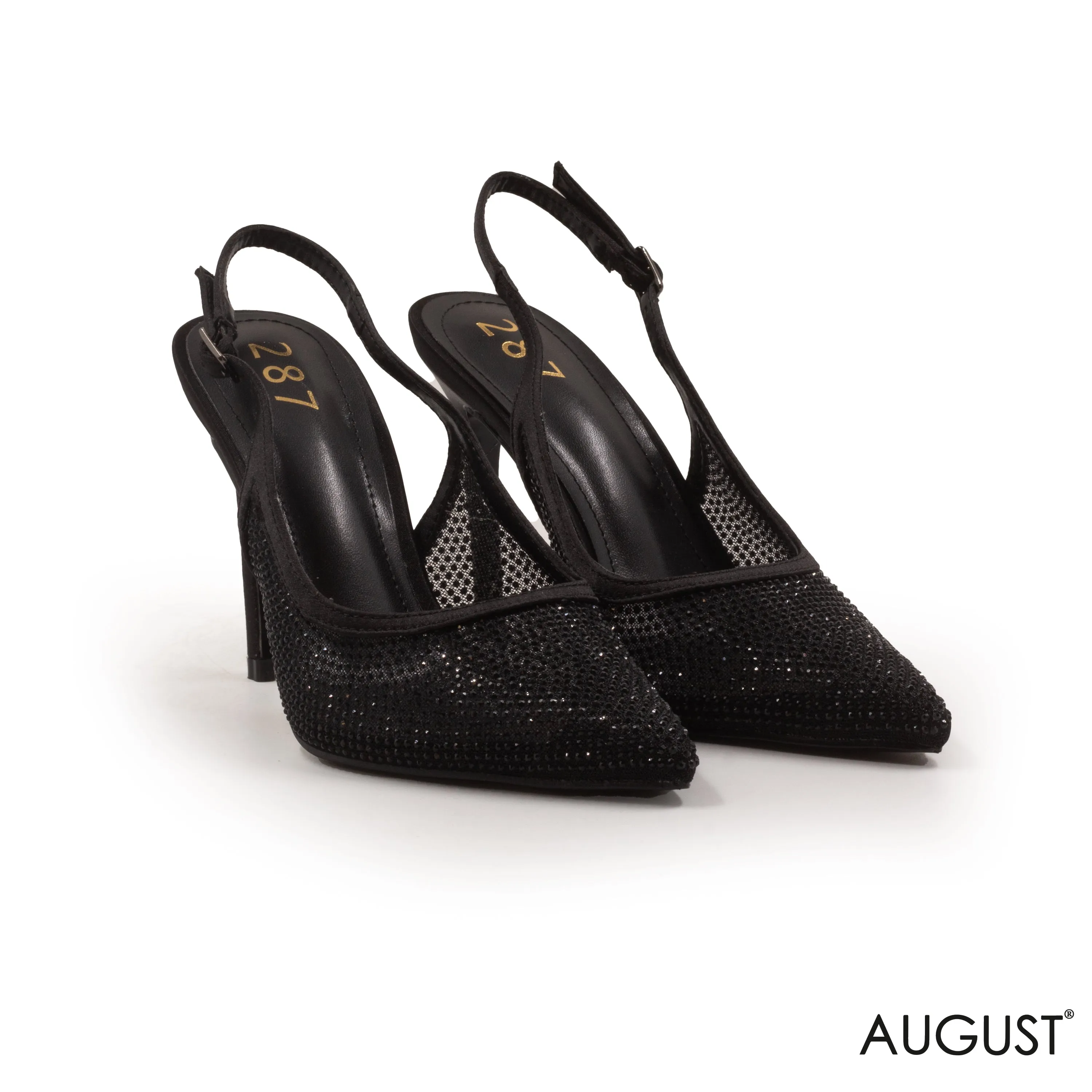 HIGH- HEEL SATIN WITH RHINESTONES