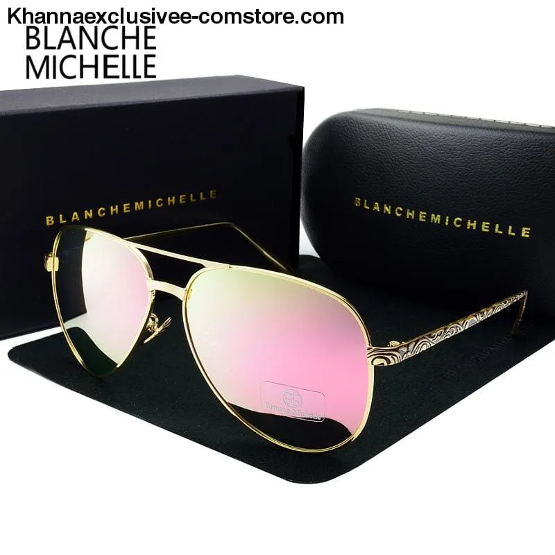 High Quality Women Polarized UV 400 Sunglasses Mirror Pilot Branded Designer Pink Lens Goggles