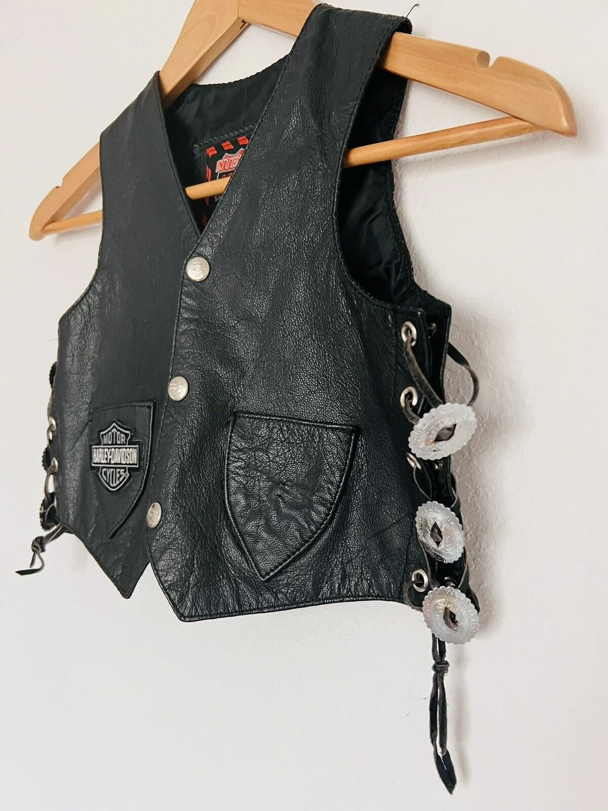 INTERSTATE LEATHER Motorcycle Vest Child/Toddler Sz XL Metal Accents