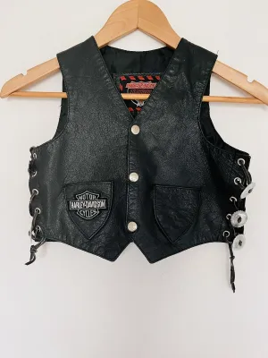 INTERSTATE LEATHER Motorcycle Vest Child/Toddler Sz XL Metal Accents