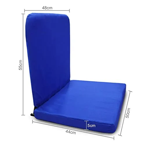 Kawachi Powder Coated Metal Cotton Fabric Right Angle Back Support Portable Relaxing Folding Yoga Meditation Chair - I83 Blue