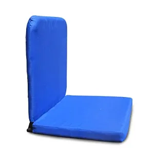 Kawachi Powder Coated Metal Cotton Fabric Right Angle Back Support Portable Relaxing Folding Yoga Meditation Chair - I83 Blue