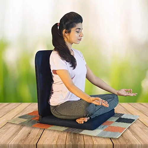 Kawachi Right Angle Back Support Portable Relaxing Folding Yoga Meditation Chair (Darkblue)