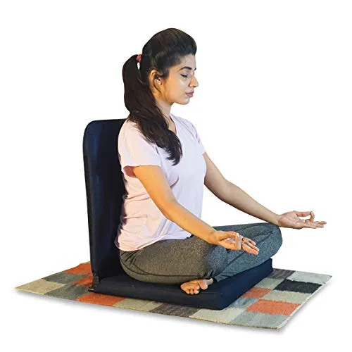 Kawachi Right Angle Back Support Portable Relaxing Folding Yoga Meditation Chair (Darkblue)