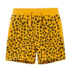KID BOY CHEETAH DOTS SWEATSHORTS,ORANGE