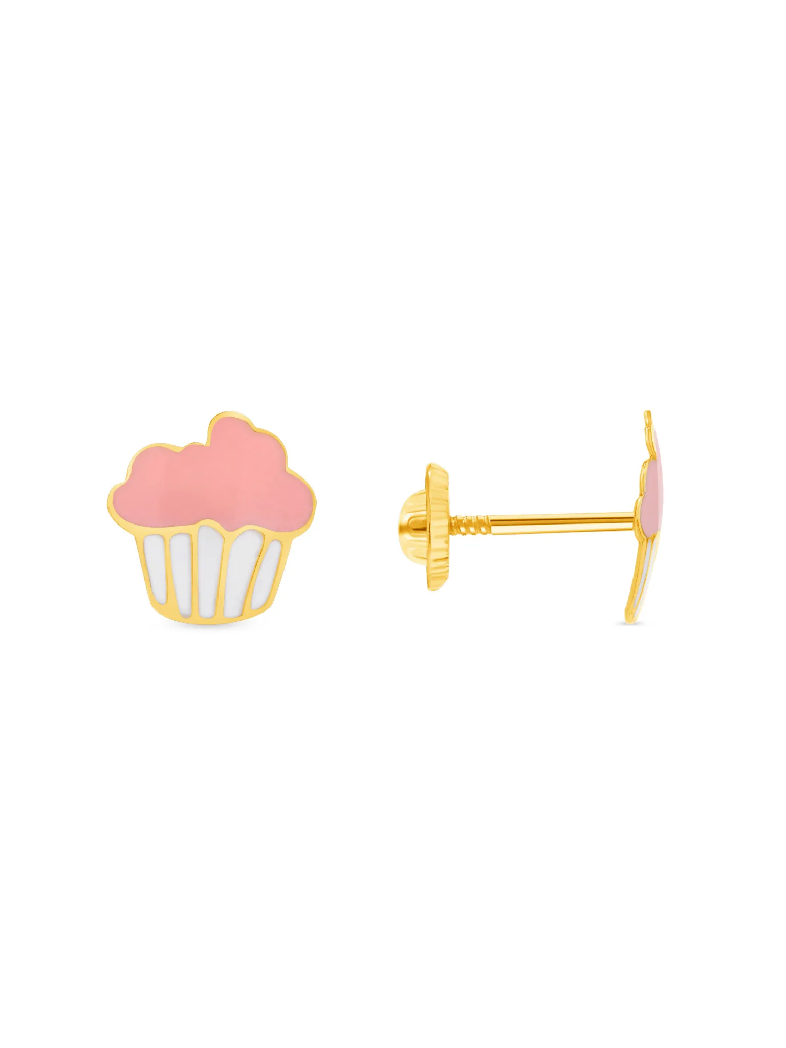 Kid Cupcake Stud Earrings 14K