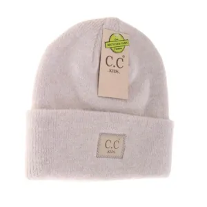 KIDS CC Soft Ribbed Leather Pom Beanie