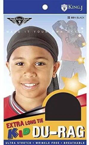 King J Extra Long Kid Du-rag Black #051