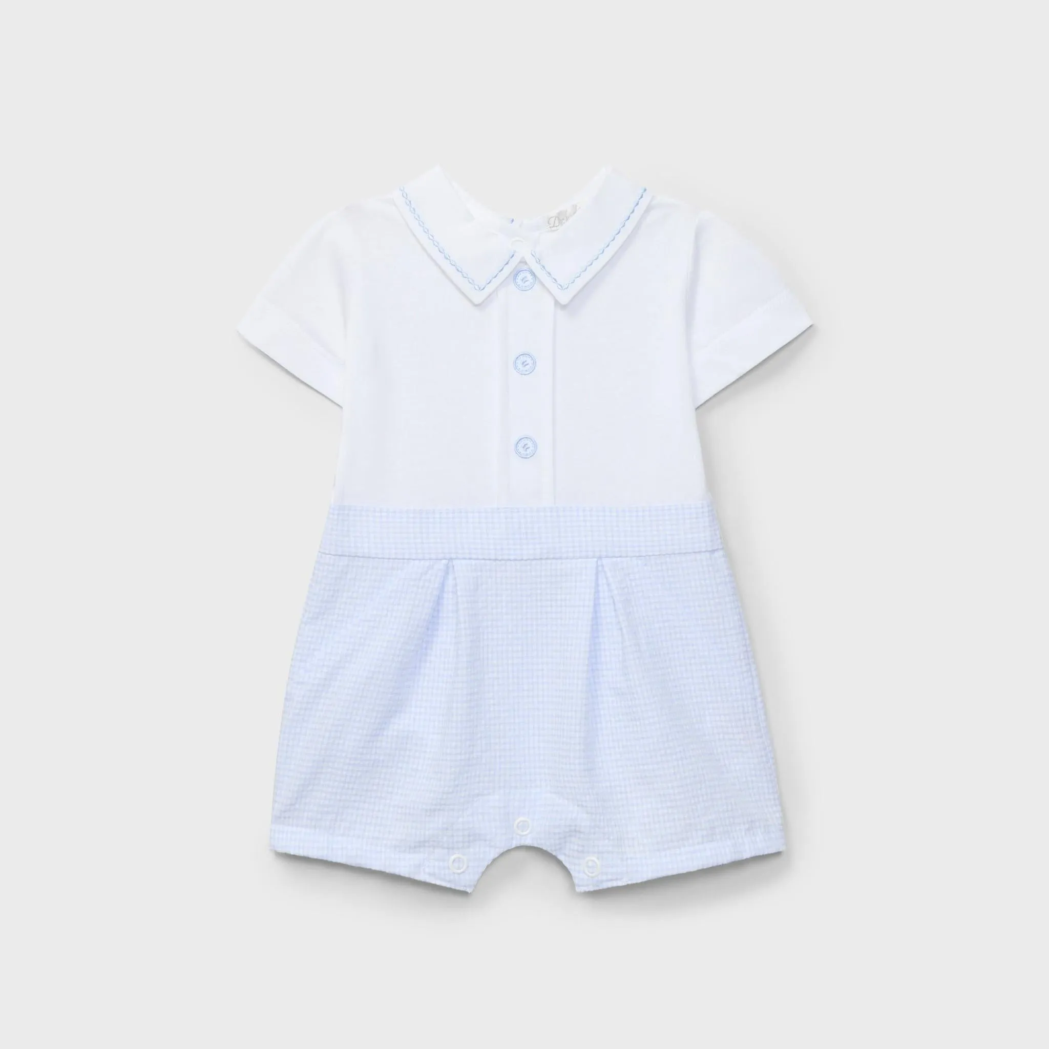 Knitted Shortie Romper Blue/White