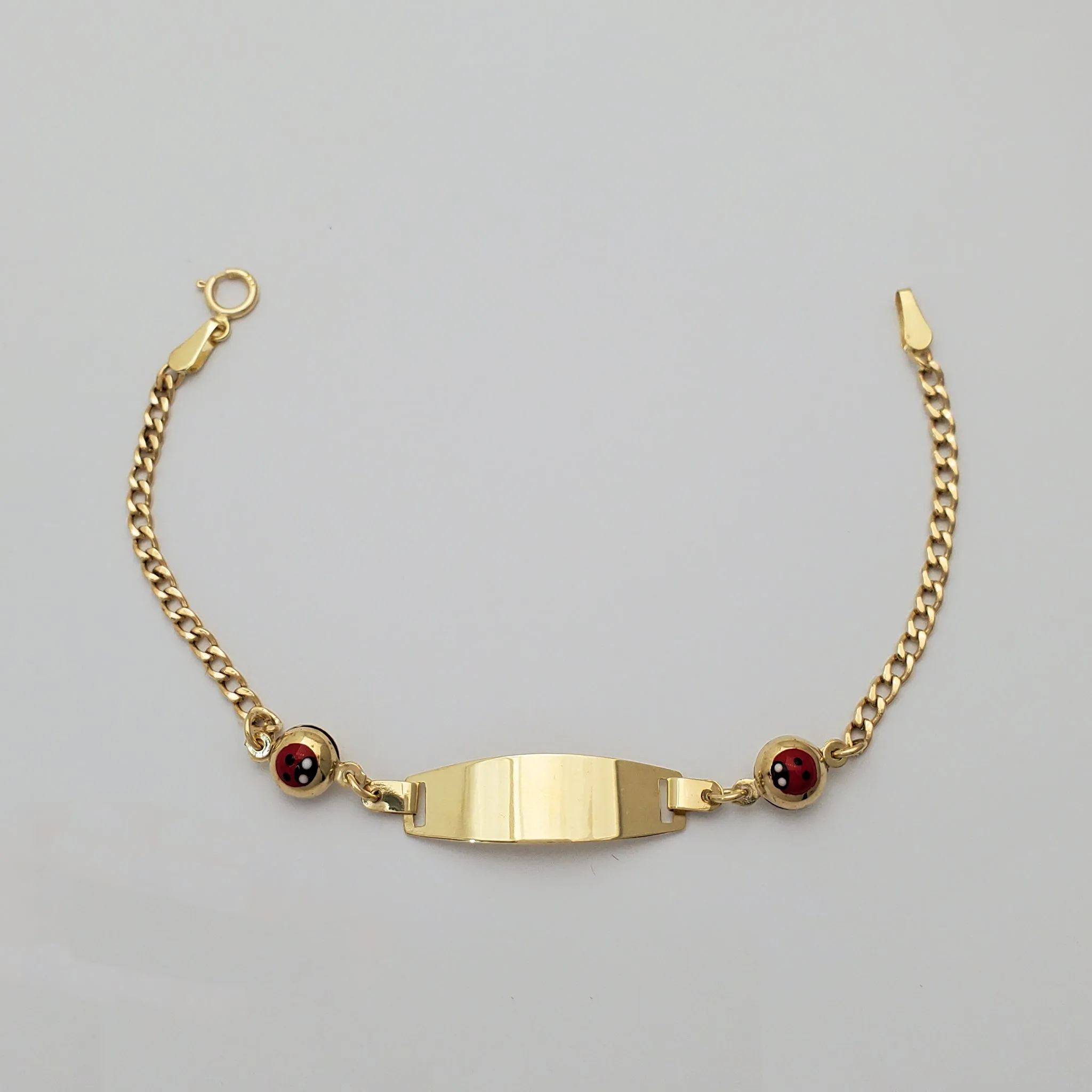 Ladybug Italian Cuban Baby ID Bracelet (14K)