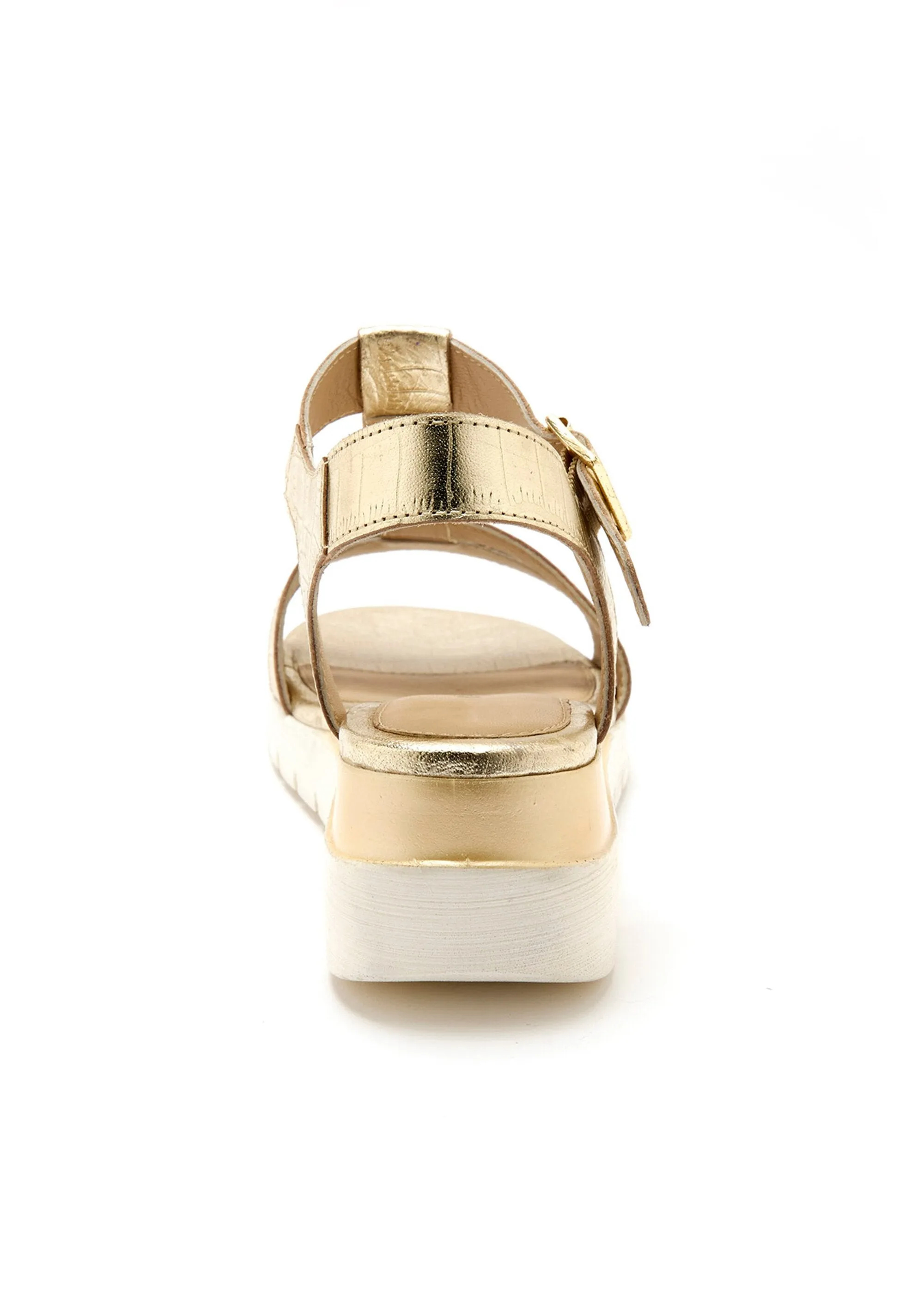 Leather wedge sandals, comfort width