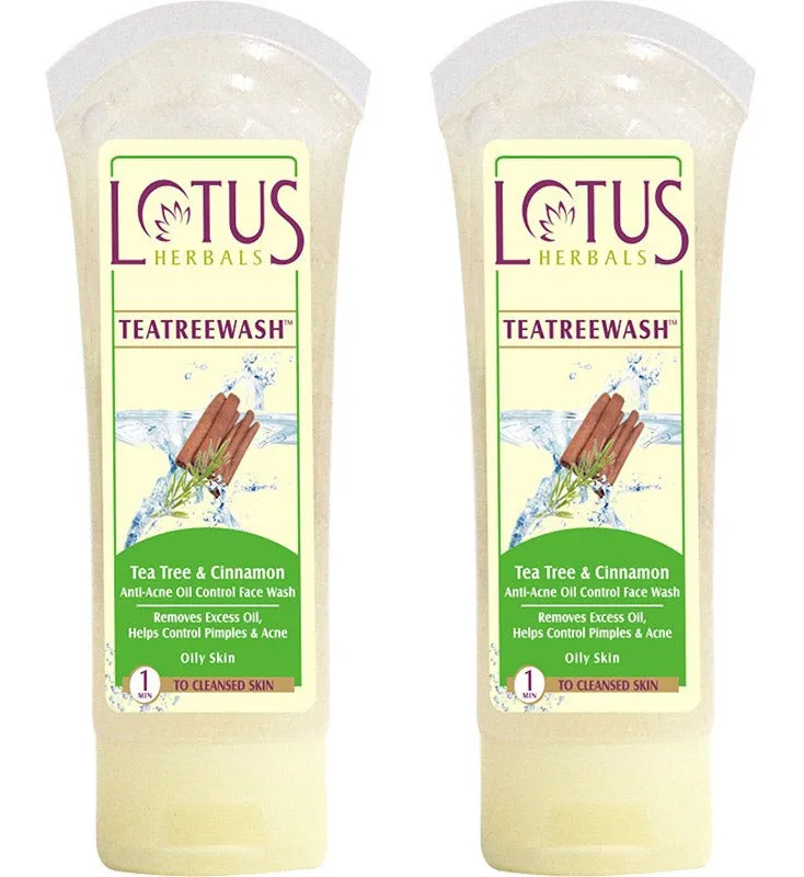 Lotus Herbals Teatreewash Tea Tree Cinnamon Anti-Acne Oil Control Face Wash 80gm Set of 2pc