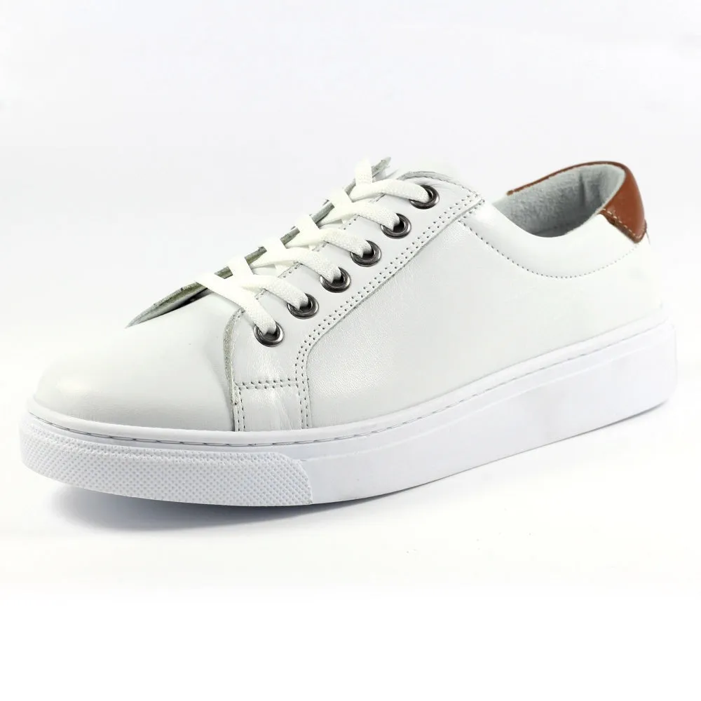 Lunar Zamora White Leather Trainer