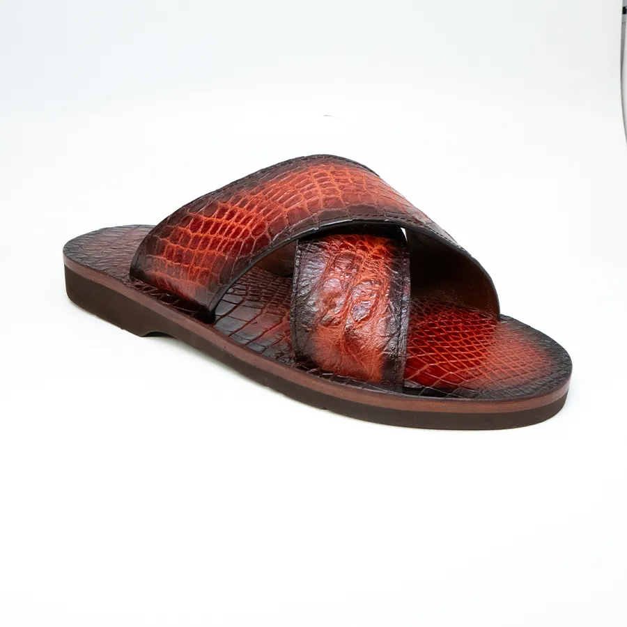 Marco Di Milano Elio Hand Painted Cognac All Over Alligator Sandals