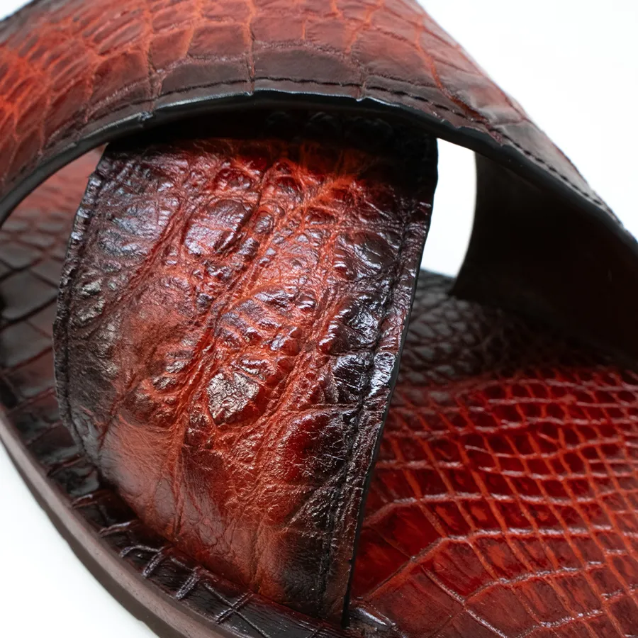 Marco Di Milano Elio Hand Painted Cognac All Over Alligator Sandals
