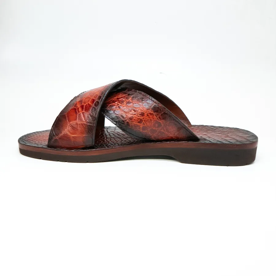 Marco Di Milano Elio Hand Painted Cognac All Over Alligator Sandals