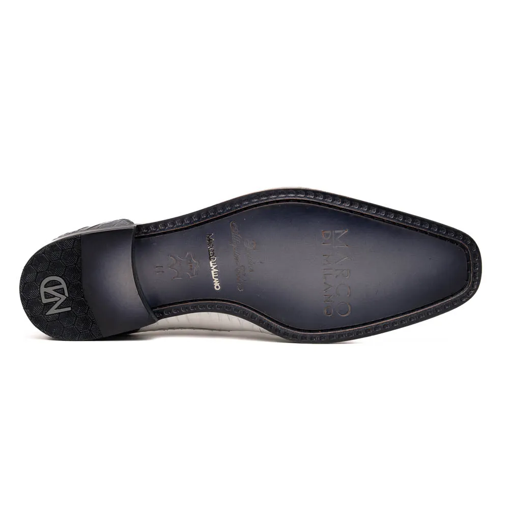 Marco Di Milano Moncalieri White Gray Genuine Alligator and Cobra Skin Dress Shoe