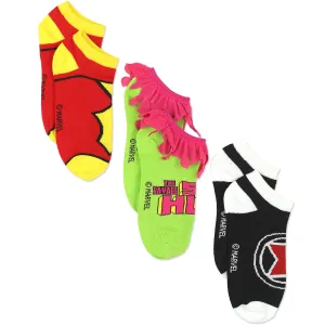 Marvel Comics Superhero Novelty Costume Low Rise Socks 3-Pack
