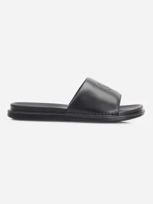 Men's Black Leather Casual Slides (ID4210)