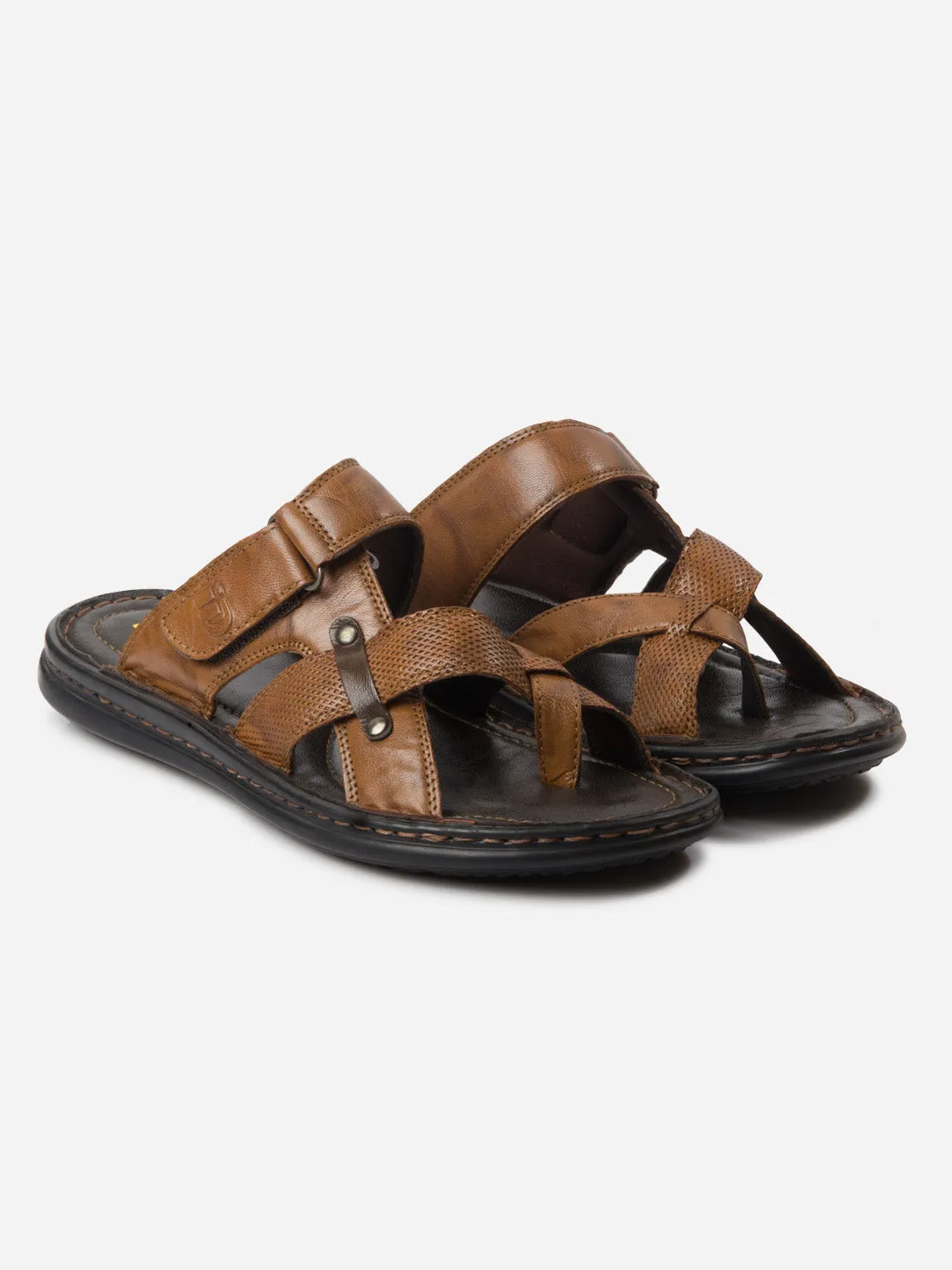 Men's Tan Cross Strap Sandals (ID4151)