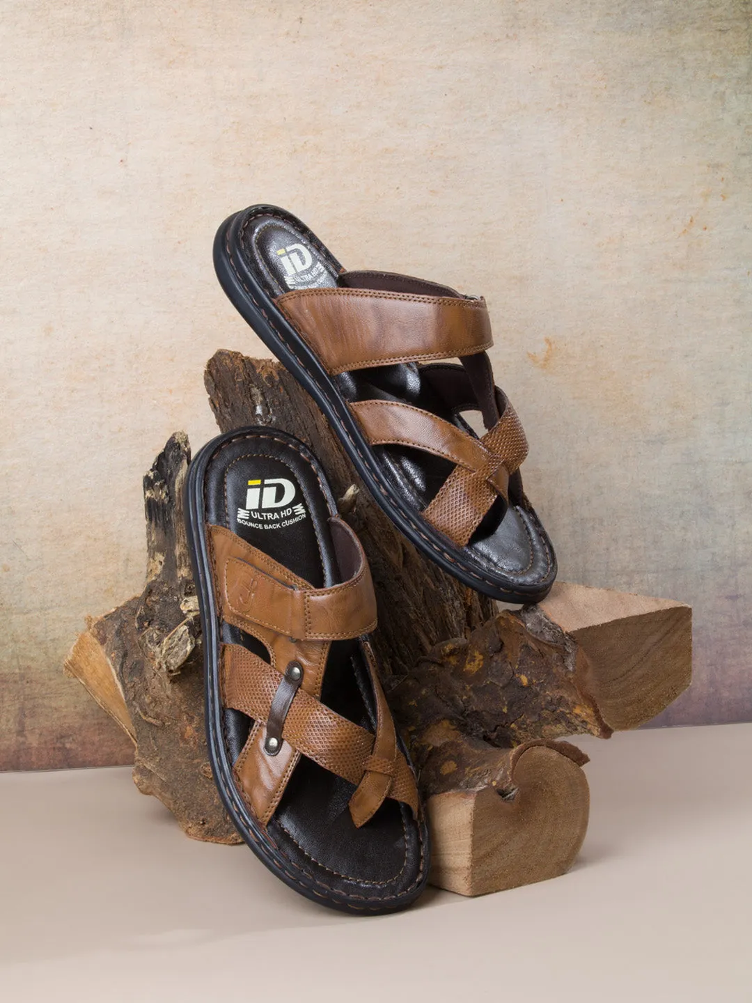 Men's Tan Cross Strap Sandals (ID4151)