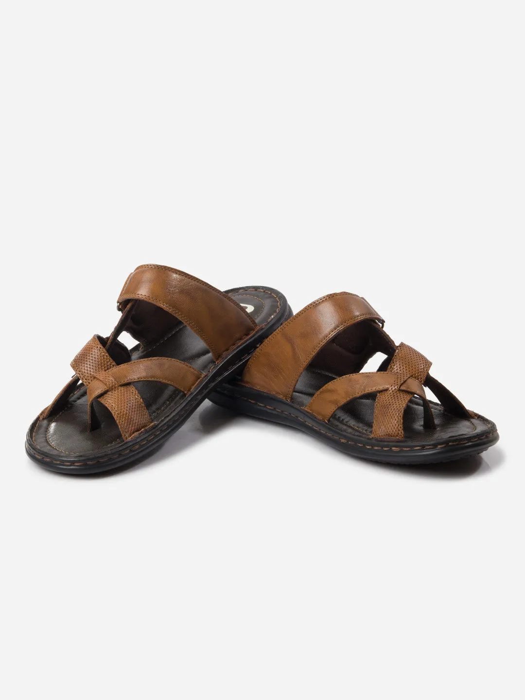 Men's Tan Cross Strap Sandals (ID4151)