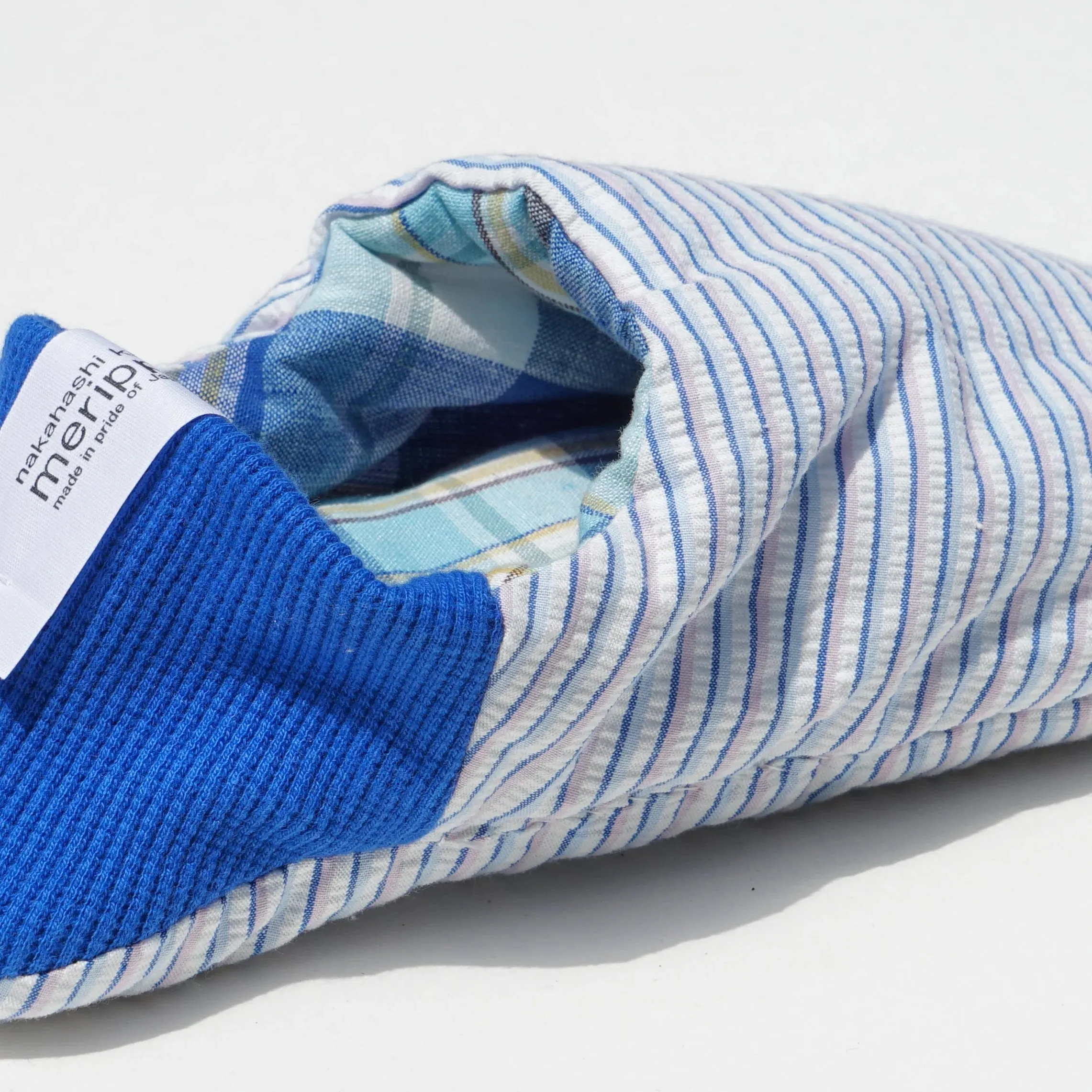 Merippa Slippers SS | Colorful blue stripes × Plaid
