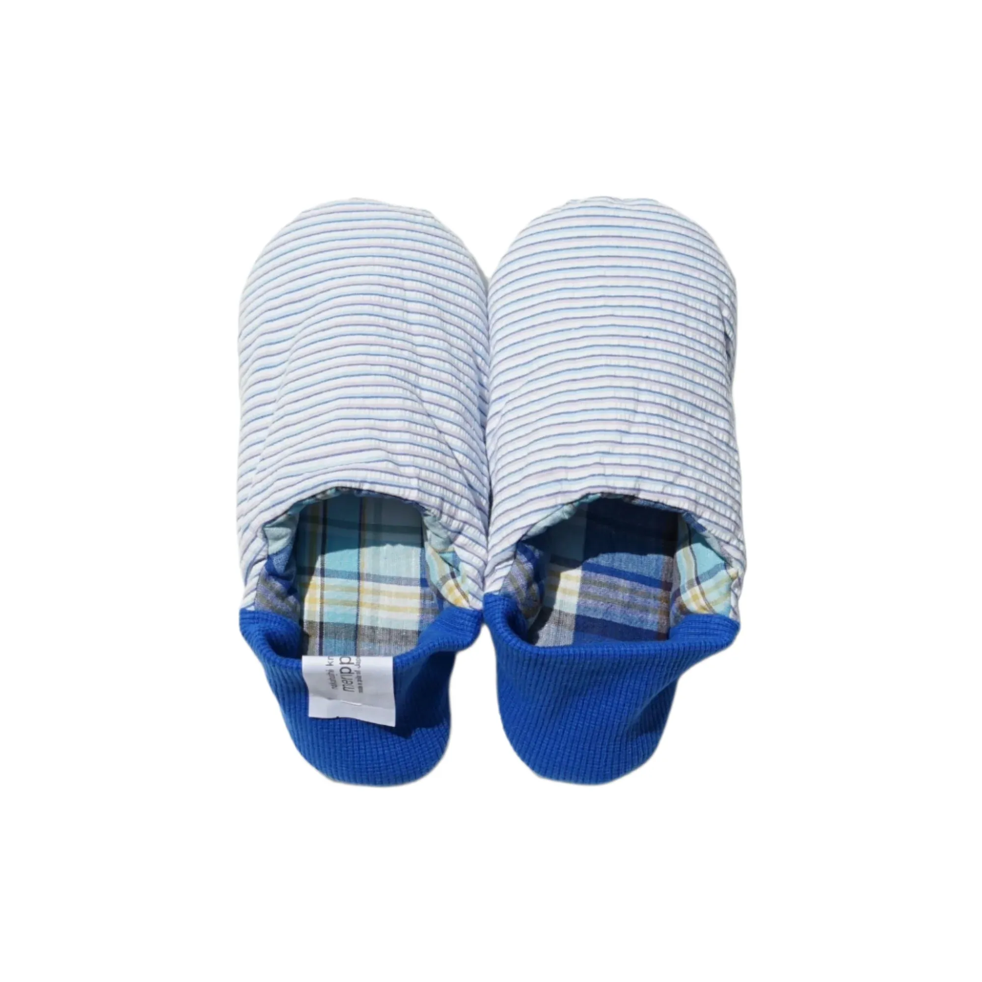 Merippa Slippers SS | Colorful blue stripes × Plaid