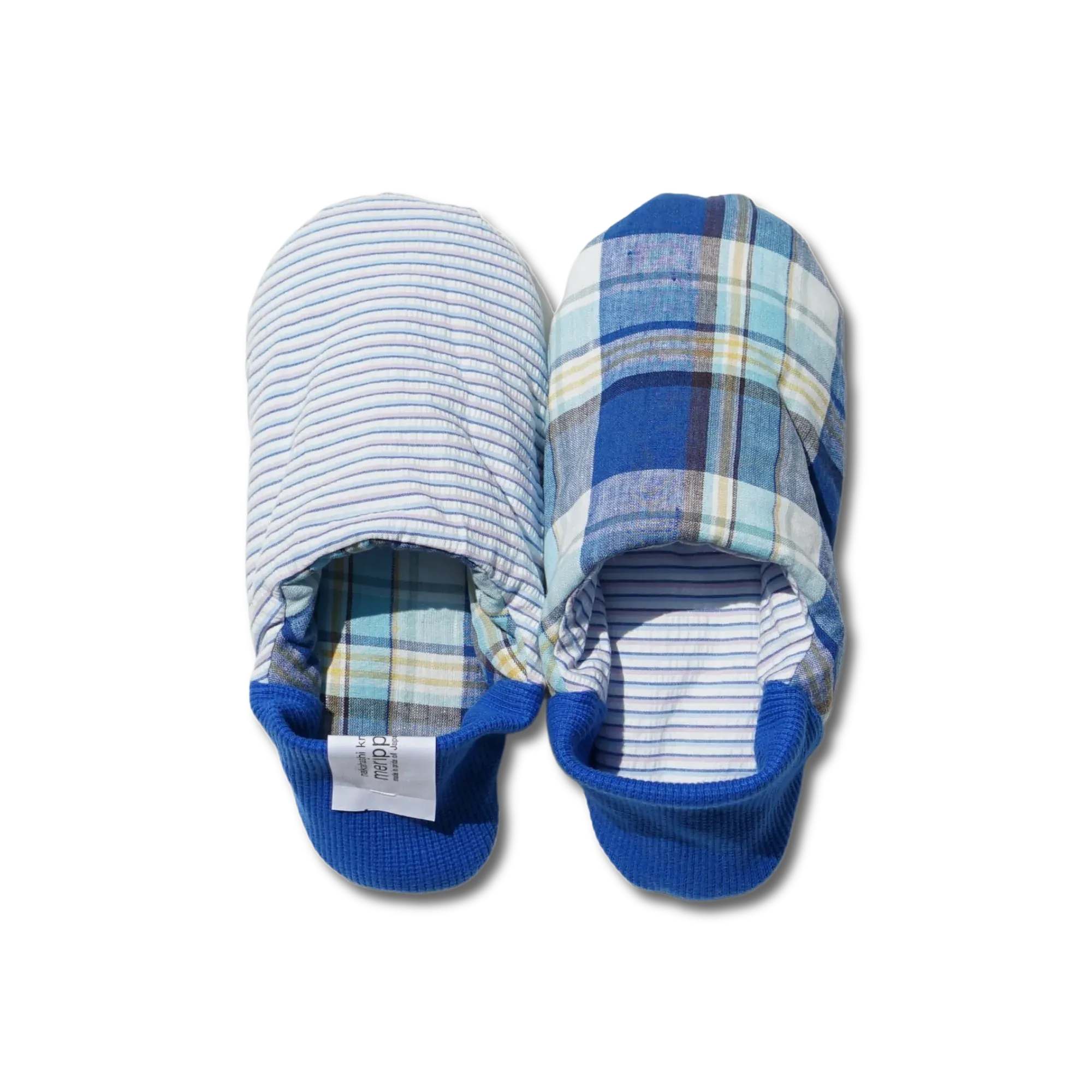 Merippa Slippers SS | Colorful blue stripes × Plaid